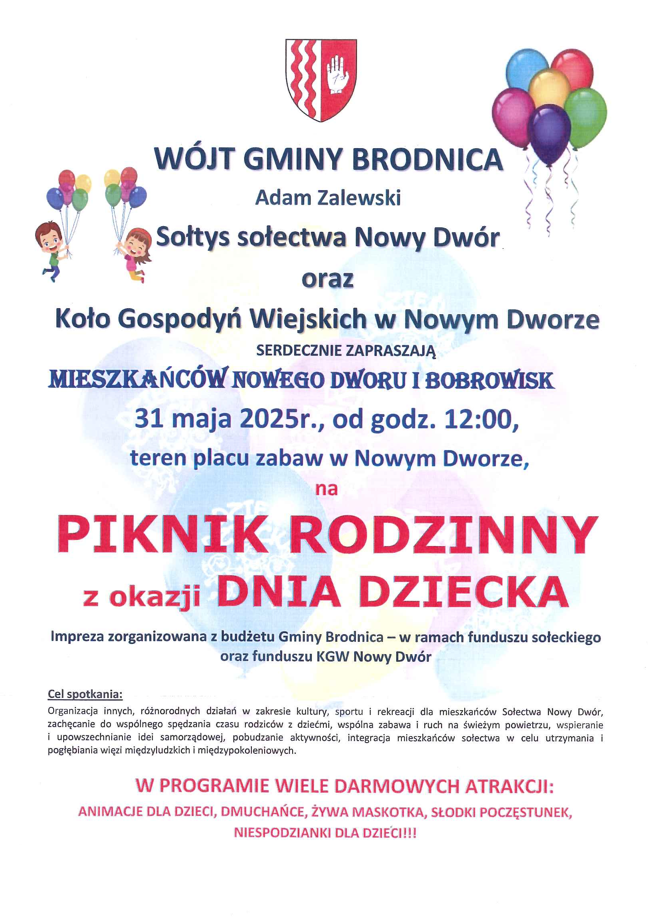 Zapraszamy na Piknik Rodzinny w Nowym Dworze z okazji Dnia Dziecka!
